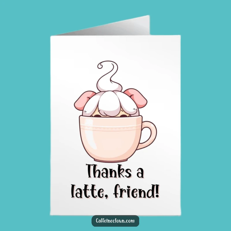 Free Printable Thank You Card: Cute Coffee Character Peek Expressing Gratitude