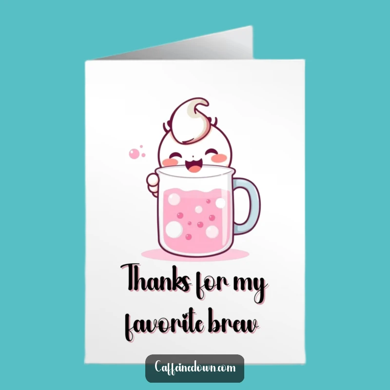 Free Printable Thank You Card: Kawaii Mixologist, Humorous Downloadable Gift