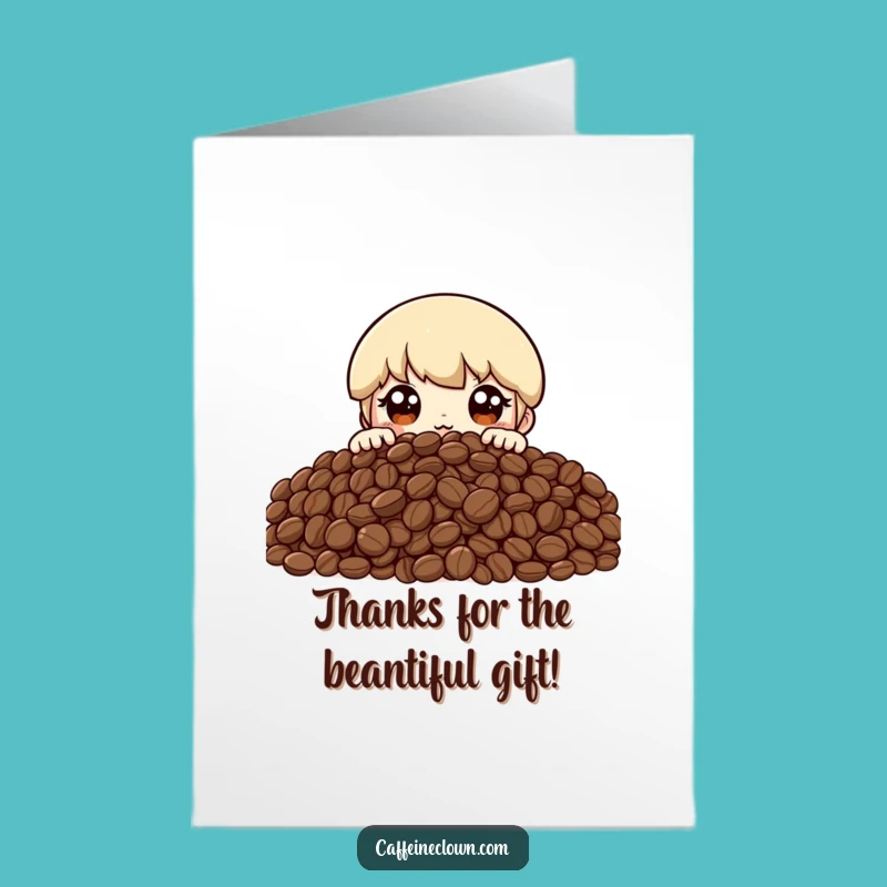 Free Printable Thank You Card: Excited Coffee Character for a Grateful Downloadable Gift