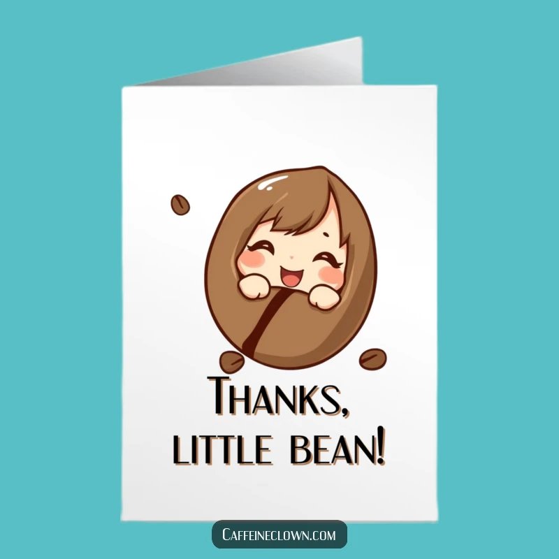 Free Printable Thank You Card: Curious Coffee Bean Character Expressing Thanks