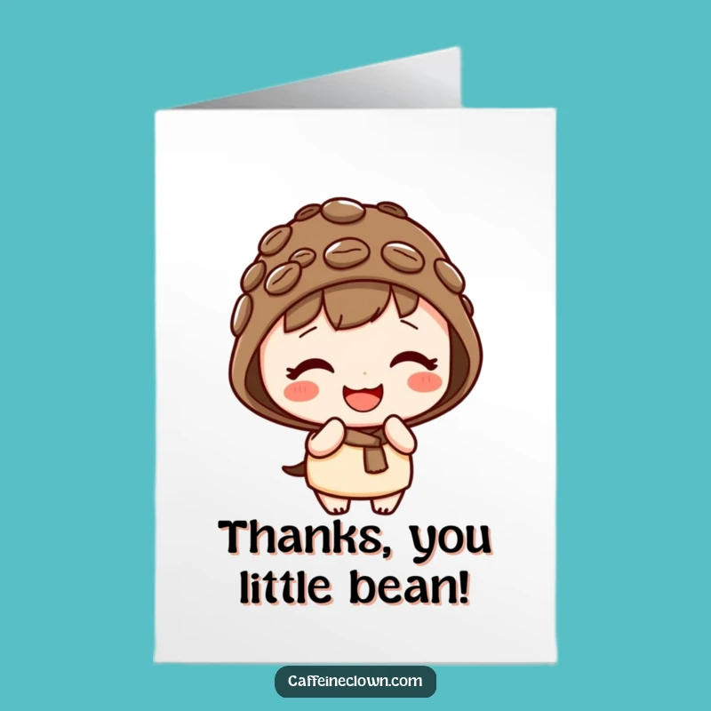 Free Printable Thank You Card Kawaii Coffee Bean Character, Cute DIY Gift