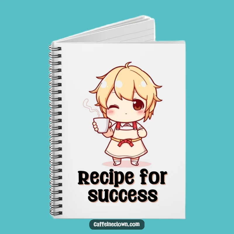 Funny Recipe Notebook: Apron Character's Steaming Cup Notes!
