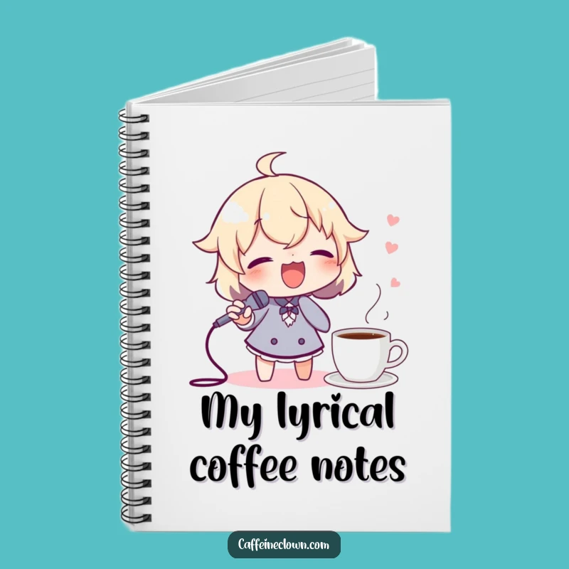 Funny Notebook: Singing Spoon Mic Character, Journal Your Coffee Tunes