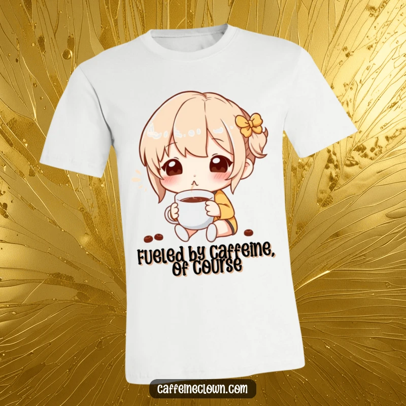 Funny T-Shirt featuring a character blissfully smelling coffee aroma, radiating pure happiness and coffee appreciation.