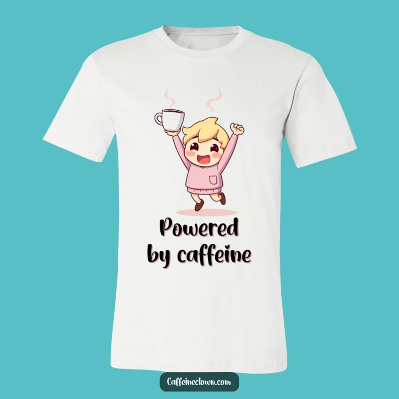 Funny Bouncing Coffee T-Shirt: Character's Enthusiasm - Gift for Coffee Lovers!
