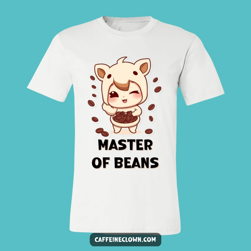 Funny Coffee Bean Juggling T-Shirt: Winking Character, Humorous Gift!