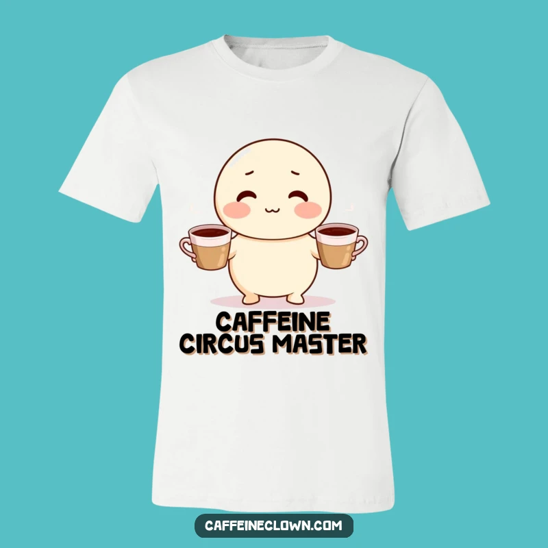 Funny Coffee Juggling Character T-Shirt - Hilarious Gift for Caffeine Addicts
