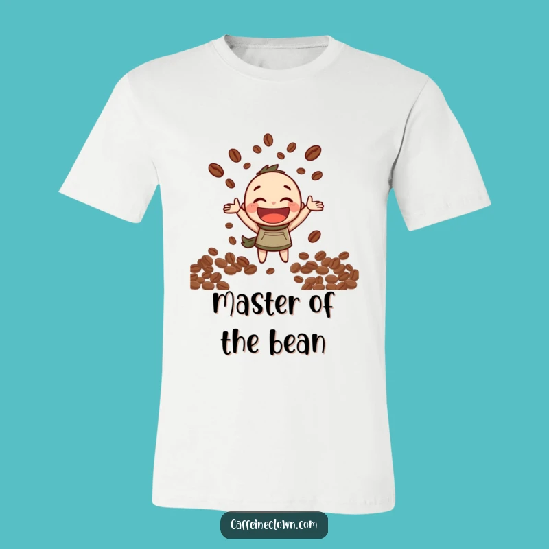 Funny T-Shirt: Coffee Bean Juggling Character - Perfect Humorous Gift!