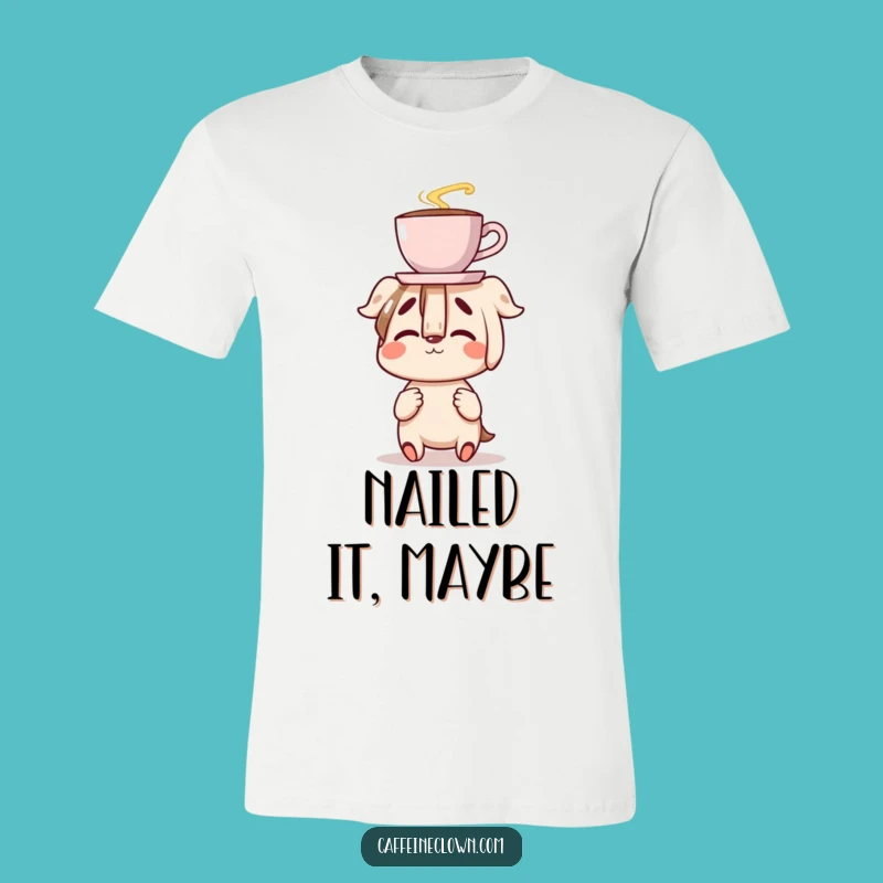 Funny Coffee Balancing T-Shirt: Clumsy Delight, Perfect Goofy Coffee Gift