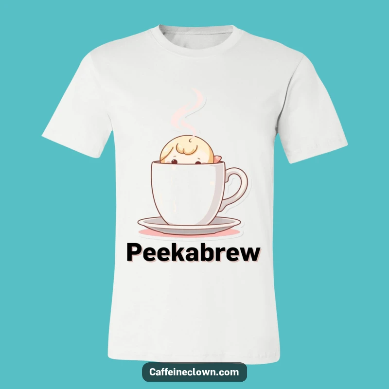 Funny Peekaboo Coffee T-Shirt: Curious Character, Humorous Gift!
