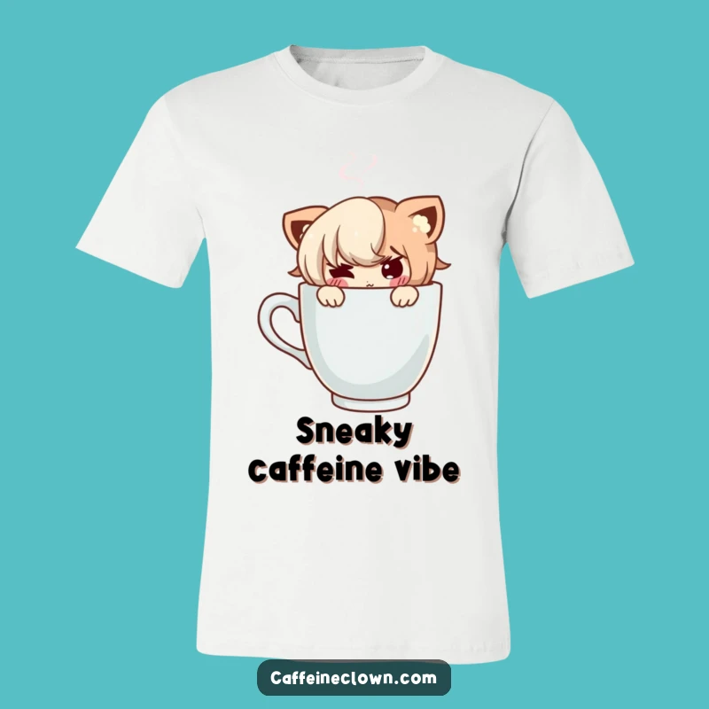 Funny Coffee Peek T-Shirt - Mischievous Character Shirt Gift
