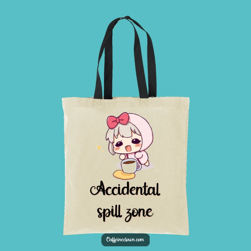 Funny Coffee Spill Tote Bag - Clumsy Character Accessory Gift
