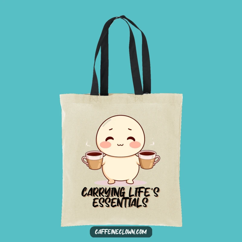 Funny Coffee Juggling Character Tote Bag - Practical and Hilarious Gift Accessory