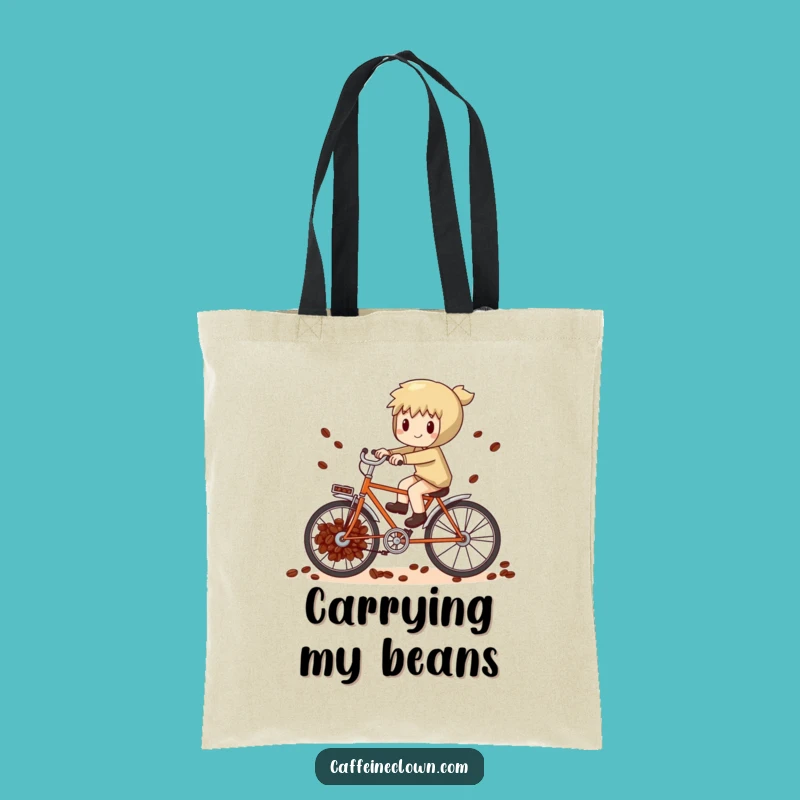 Funny Coffee Bean Bike Tote Bag: Carry Your Caffeine Journey