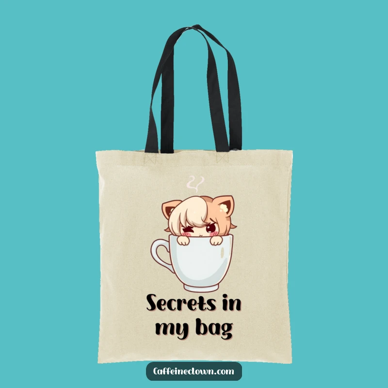Funny Coffee Peek Tote Bag - Mischievous Character Accessory Gift