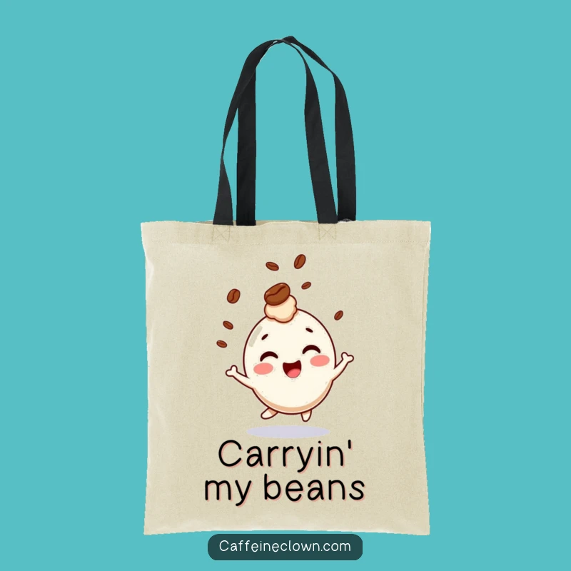 Funny Giggling Character Coffee Bean Tote Bag - Carry Fun and Hilarious Style