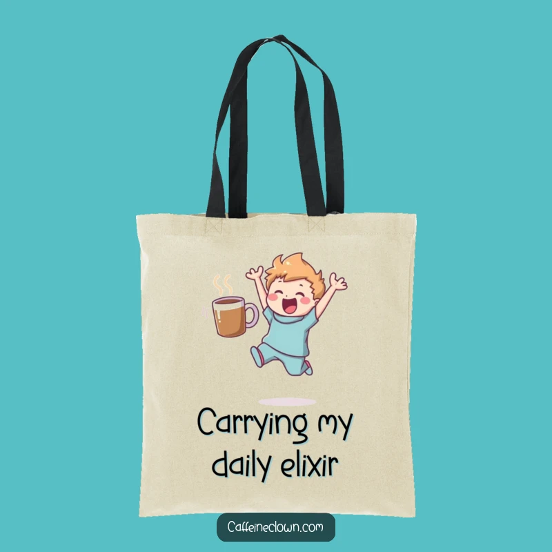 Funny Leaping Coffee Lover Tote Bag: Delightful Figure's Carry-All Gift