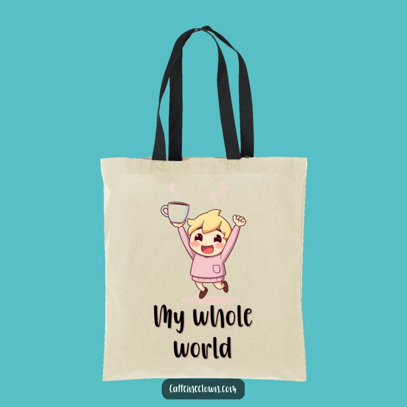 Funny Tote Bag: Bouncing Coffee Character - Carry Your Energy!