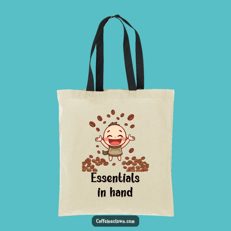 Funny Tote Bag: Coffee Bean Juggling Character - Carry Your Laughs!