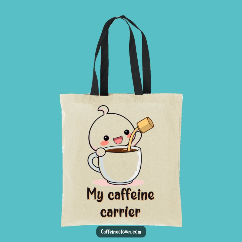 Funny Kawaii Tote Bag: Gigantic Coffee Pour, Stylish & Humorous Gift!