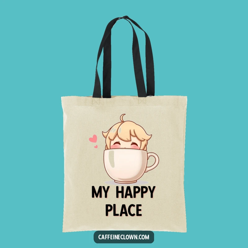 Funny Blushing Character Oversized Coffee Tote Bag - Stylish and Hilarious Gift