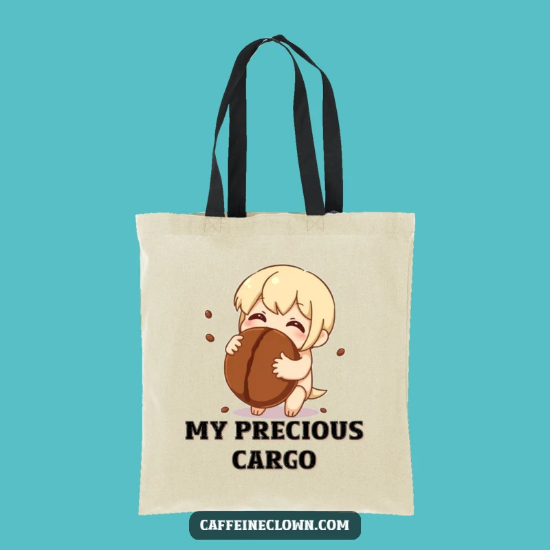 Funny Tote Bag: Coffee Bean Hug Character - Carry Your Love!